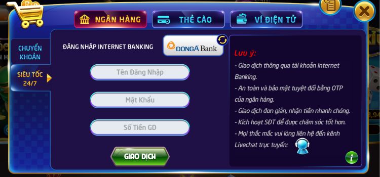 Nạp tiền siêu tốc tại cổng game rikvip - Hướng dẫn nạp tiền Rikvip