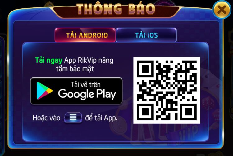 Tải app Rikvip trên thiết bị Android